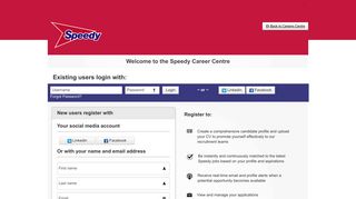 Welcome to the Speedy Career Center - Register or Login