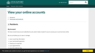 View your online accounts - Stockport Council