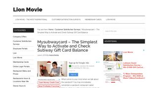 Mysubwaycard – The Simplest Way to Activate and Check Subway Gift ...