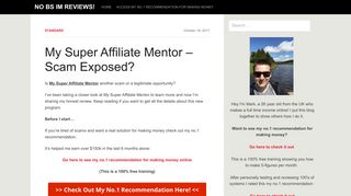 My Super Affiliate Mentor – Scam Exposed? - No BS IM Reviews!