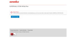 SUPERVALU STAR 401(k) Plan - Account Login