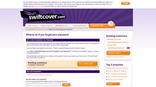 Forgotten Password for Swift Space - Swiftcover Car Insurance Help