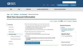 View Your Tax Account | Internal Revenue Service - IRS.gov