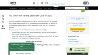 Where Is My 2018 Tax Refund Money or Refund Status? - eFile