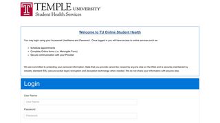 TU Online Student Health - Login