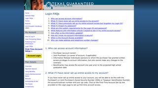 Texas Guaranteed Tuition Plan - Login FAQs