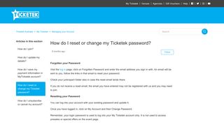 How do I reset or change my Ticketek password? – Ticketek Australia