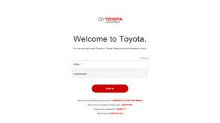 Log in to your account - Toyota