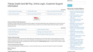 Tribute Credit Card Bill Pay, Online Login, Customer Support Information