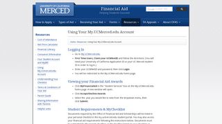 Using Your My.UCMerced.edu Account | Financial Aid