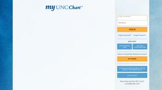 MyChart app - My UNC Chart - Login Page