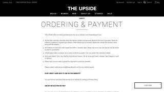 Ordering & Payment - THE UPSIDE Clothing