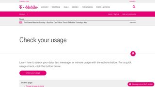 Check your usage | T-Mobile Support