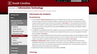 Information for Students - Division of Information Technology ...