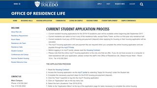 Current Student Application Process - University of Toledo