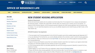 New Student Housing Application - University of Toledo