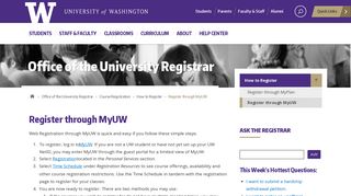 Register through MyUW | Office of the University Registrar