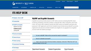 MyUWF and ArgoNet Accounts - University of West Florida