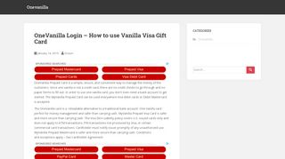 OneVanilla Login - How to use Vanilla Visa Gift Card