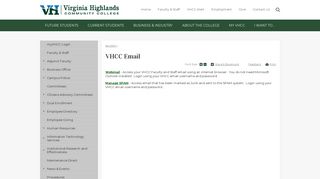 VHCC Email | Virginia Highlands Community College