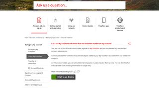 Can I use My Vodafone with more than one Vodafone number on my ...