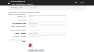 VolunteerSignup - Online volunteer signup sheets - Create account
