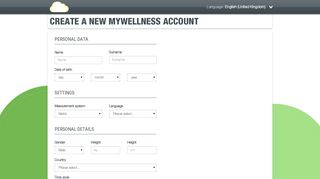 Create new account - mywellness