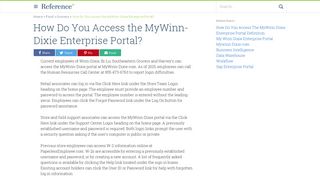 How Do You Access the MyWinn-Dixie Enterprise Portal? | Reference ...