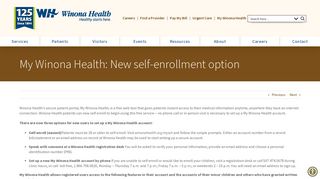 My Winona Health: New self-enrollment option