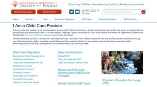 Child Care Provider - Wisconsin Department of Children and Families