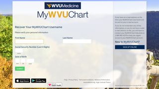 MyWVUChart - Login Recovery Page
