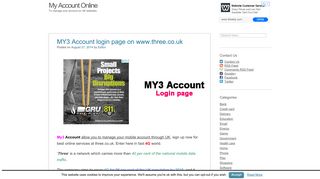 MY3 Account login page on www.three.co.uk - My Account Online