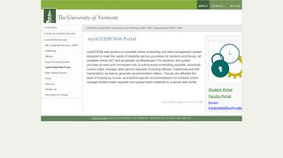 myACCESS Web Portal : myACCESS Services : University of Vermont