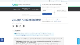 Cox.com Account Registration and Preferences