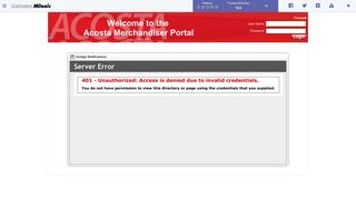 Acosta Merchandiser Portal - Login - Milonic