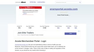Anarsportal.acosta.com website. Acosta Merchandiser Portal - Login.