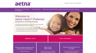 Aetna Vision Preferred Home Page