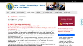 Investment Group – - Probus Club of Balwyn Central