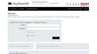 Sign in with your mySewnet™ account details. - Sign In - Pfaff