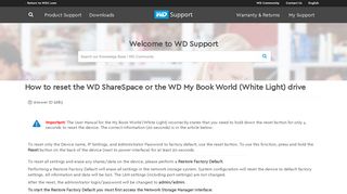 How to reset the WD ShareSpace or the WD My Book World (White ...