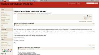 Default Password Does Not Work? - Hacking WD MyBook World Ed