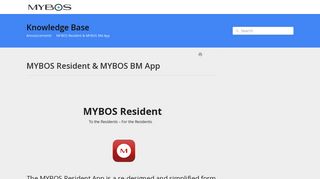 MYBOS Resident & MYBOS BM App - MYBOS Support