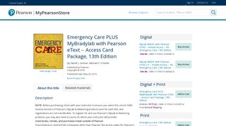 Emergency Care PLUS MyBradylab with Pearson ... - MyPearsonStore