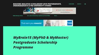 MyBrain15 (MyPhD & MyMaster) Postgraduate Scholarship Programme