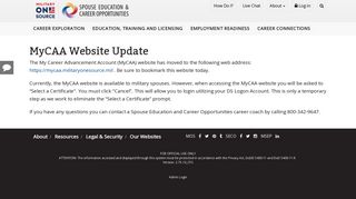 MyCAA Website Update - MySECO - Military OneSource