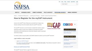 How to Register for the myCAP Instrument | NAFSA