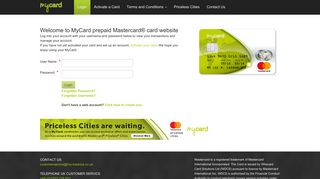 MyCard: Welcome to MyCard prepaid Mastercard® card website