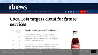 Coca Cola targets cloud for future services - Strategy - Software ...
