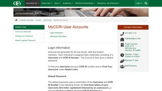 MyCCRI User Accounts – Community College of Rhode Island