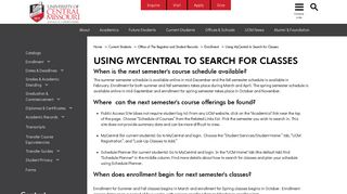 Using MyCentral to Search for Classes - University of Central Missouri